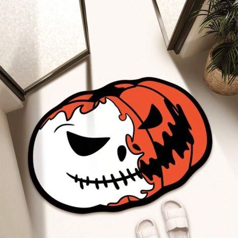 Tapis de bain sur le thème d'Halloween, motif citrouille, absorbant et antidérapant, idéal pour la salle de bain — 40 x 60 cm — Style 2 (1/3)