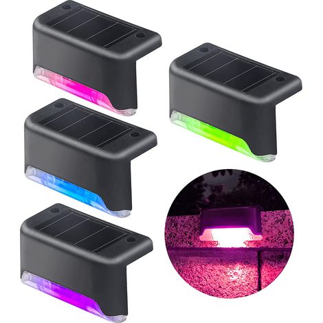 Zaun-Solarleuchten, 4er-Pack LED-Solarleuchten mit Farbsensor, Schwimmbad-Dekorationsleuchten, Stufenleuchten, Hofleuchten (1/5)
