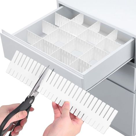 Confezione da 20 divisori per cassetti, 37 x 7 cm, divisori per cassetti bianchi, organizer per cassetti in plastica, adatti per riporre calzini, biancheria intima (1/4)