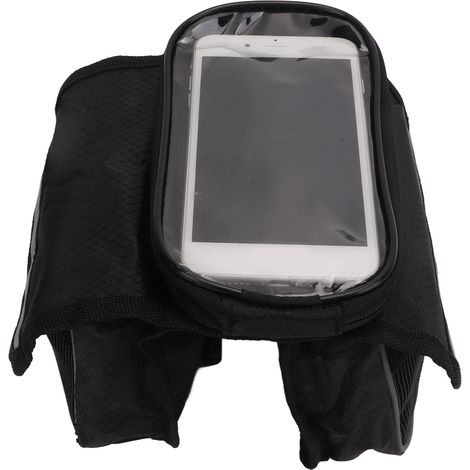 Fahrradhandytasche aus 600D Nylon mit transparenter TPU-Folie, stoßfest und mit hoher Sicherheit, für Handys von 4,8 bis 5,7 Zoll, Farbe: Schwarz. (1/5)
