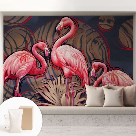 Carta Da Parati - Murale Alla Moda Decorazione - Camera Da Letto - Con Colla Gratuita fenicotteri rosa 208x146 cm (1/5)