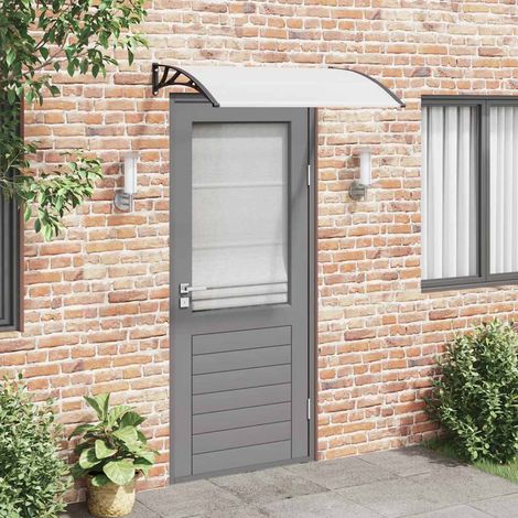 Auvent de porte en polycarbonate transparent 120x75 cm – Marquise avec supports noirs en ABS et barres en aluminium, épaisseur 5 mm, résistant aux intempéries (1/5)