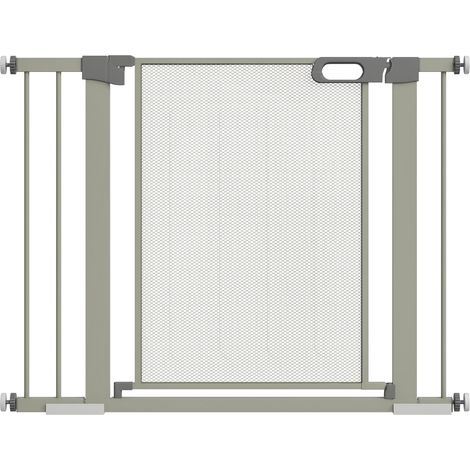 Cancello sicurezza animali scala 76 x 75-103 x 2 cm chiusura automatica doppia serratura moderno pulito in acciaio grigio 210007446