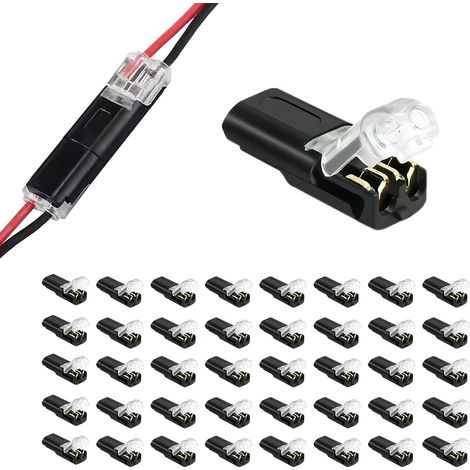 40 Pièces Connecteur Etanche 2 Fils 12V, Double Wire Plug in Connector, Connecteurs de Voiture à 2 Broches, Raccords Rapides, pour Véhicules, LED, et Autres Appareils Électriques, 18-22 AWG (1/5)