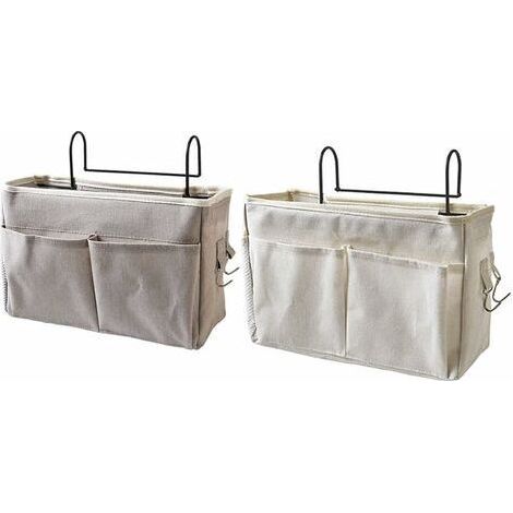 2 Pièce Organisateur de Chevet, Poches de Chevet à Suspendre, Sac de Rangement à Suspendre pour Table de Chevet, Poche de Rangement Chevet, pour Montre, Téléphone Portable, Lunettes, Magazines (1/5)