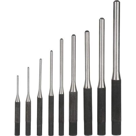 9PCS Poinçon Jeu de Chasse-goupilles En Acier Durable Professionnel, Outil à Main Ingénierie Mécanique (1/5)