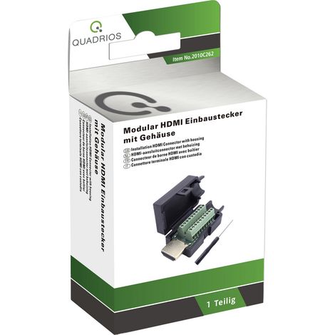 Quadrios 2010C262 HDMI-Steckverbinder Stecker, gerade Polzahl: 20 Schwarz 1 Set (1/4)