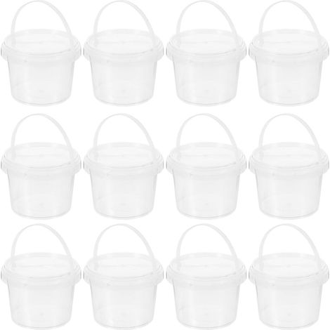 Lot de 12 Seaux Alimentaires Réutilisables en Pp Transparents avec Couvercle, Mini Seaux à Goûter Multifonctionnels de 0,5l, Rangement Domestique (1/5)
