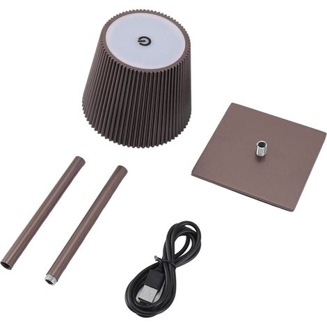 Ortviai Lampe de bureau sans fil LED rechargeable 3600 mAh, 3 couleurs réglables sans à-coups, brun (1/5)