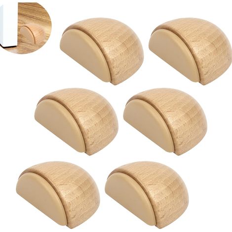 6er Set Türstopper - selbstklebender Türstopper aus Holz für Fußböden und Parkett - selbstklebender Türstopper - Türstopper