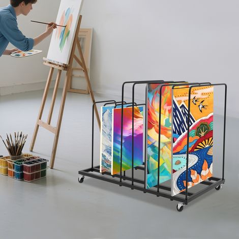 85 x 69 x 44 cm, 10 barres, chariot de rangement pour œuvres d'art, armoire de rangement pour modèles de coloriage, socle de rangement pour œuvres d'art, avec roulettes. (1/5)