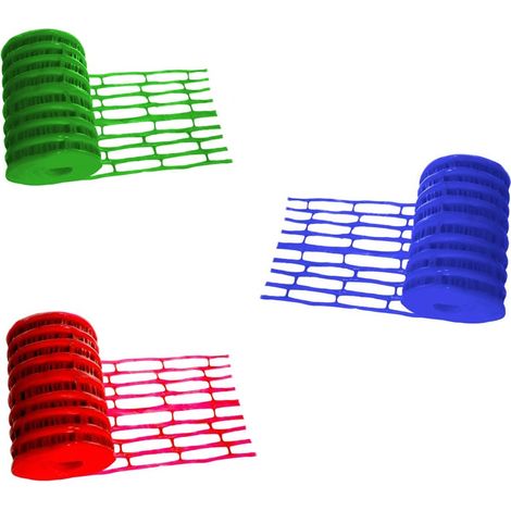 Trio de grillages avertisseur 25 m x 30 cm = bleu + rouge + vert (1/5)