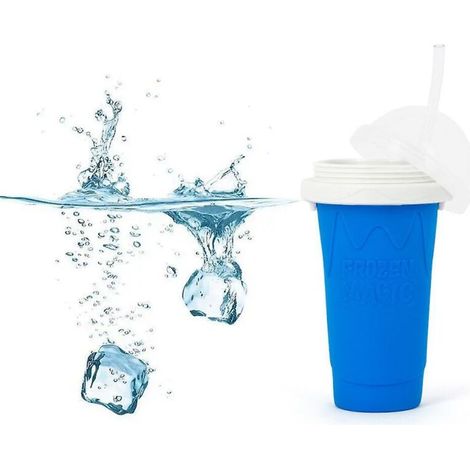 Gobelet à smoothie bleu écologique à double couche en silicone (1/5)