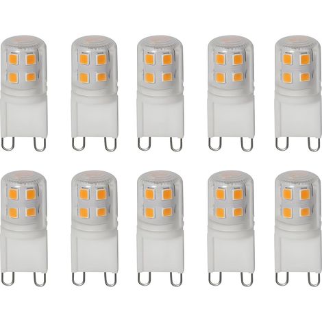 G9 ampoules LED 2W blanc chaud 3000k, 25W remplacement des ampoules halogènes, non dimmable, ampoules à base de broche G9, ac220-240V, angle de faisceau 360°, paquet de 10 (1/5)