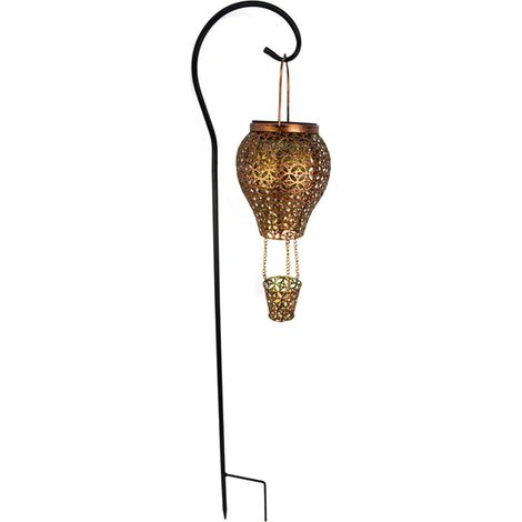Lampe solaire en métal, lanterne creuse en acier inoxydable durable, lampe décorative LED solaire pour jardin et aménagement paysager.-AquaForge