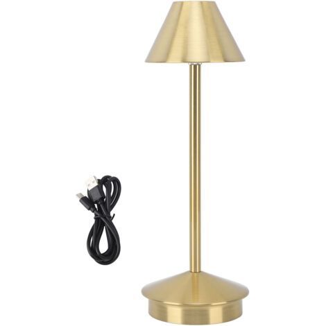 Moderne kabellose Tischleuchte im Eisen-Design, 3 Farben, stufenlos dimmbar, tragbare LED-Schreibtischlampe mit Touch-Steuerung, Gold (1/4)