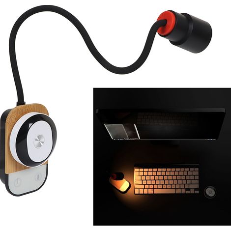 Wiederaufladbare LED-Lampe mit Fernbedienung, Wand- und Nachttischlampe, magnetische Schreibtischlampe zum Lesen im Studentenwohnheim, Augenschutz, schwarz (1/5)