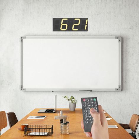 Digitale LED-Uhr. Große Wanduhr mit 18-Zoll-LED-Display und Fernbedienung, zwei Zeitmodi, 8 einstellbare Helligkeitsstufen, Anzeige im 12- oder 24-Stunden-Format (schwarz) (1/5)