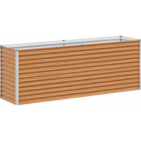 Garden Raised Bed Light Brown 195 x 50 x 68 cm Galvanised Steel vidaXL