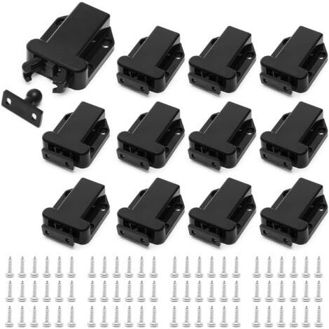 Pack of 12 Touch Release Latches with Screws, Push Latches with Automatic Closet Lock Function, Push Latches with Touch Release for Cabinets and Drawers (1/5)