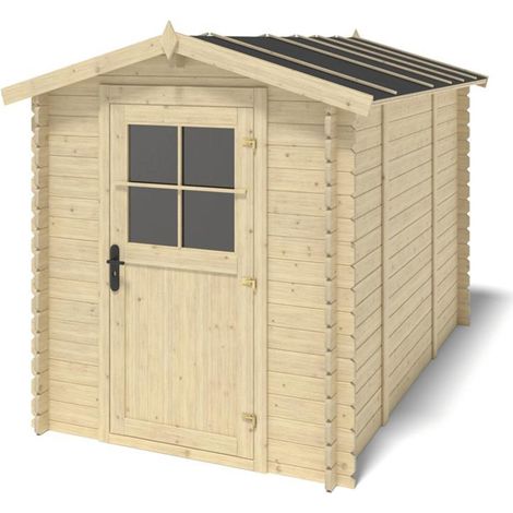 Abri de jardin en bois - 5.7m2 - 1.9x3m - Ep. 28mm - Couleur: naturel (1/5)