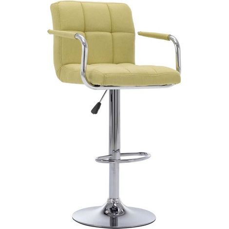 Chaise de bar tissu vert et pied métal chromé Nexur (1/5)