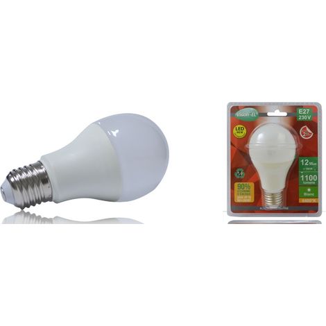 ampoule à led cob - vision-el - e27 - 12w - 6000k - g65 bulb - dépolie - blister