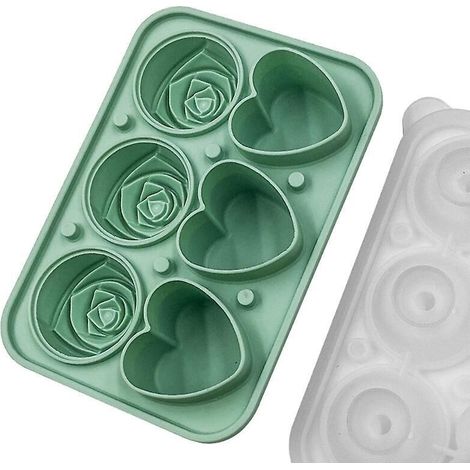 Silikon-Eiswürfelform in Rosen- und Herzform mit Deckel für Whisky-basierte Getränke (1/4)