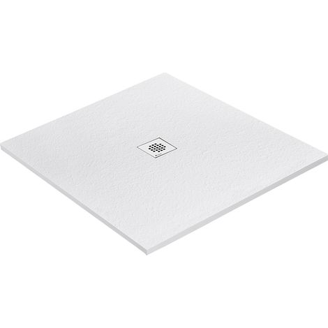 Receveur résine 120 x 120 cm blanc imitation granit - grille carrée centrée (1/5)