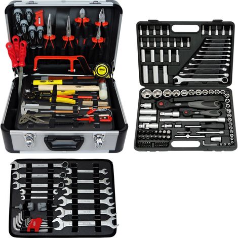 Coffret multi-outils 71944 – 214 pièces en aluminium – Outils en acier au chrome vanadium – Valise renforcée 46x35,5x18,5 cm – Famex (1/7)