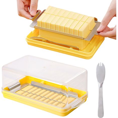 Coupe-beurre, beurrier en acier inoxydable avec lame intégrée, ustensile de cuisine pour une découpe facile du beurre. (1/5)