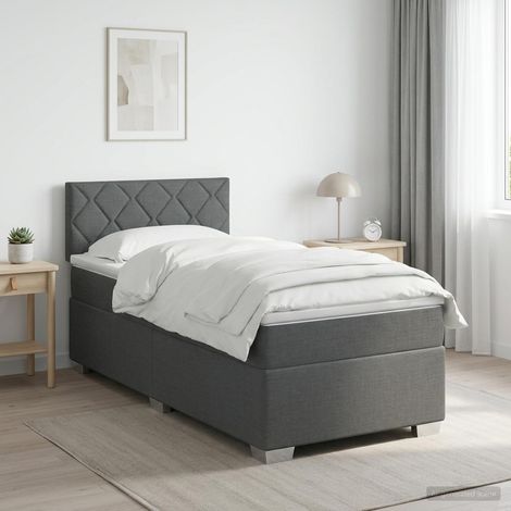 Cama box spring con colchón Gris oscuro 80 x 200 cm Tela (1/5)