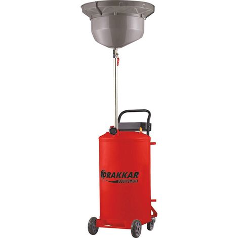 Drakkar Equipement – Récupérateur d'huile à gravité 80 litres – Bac réglable en hauteur – Pression d'arrivée d'air 8-10 bar – Flexible 1,5 mètres (1/2)