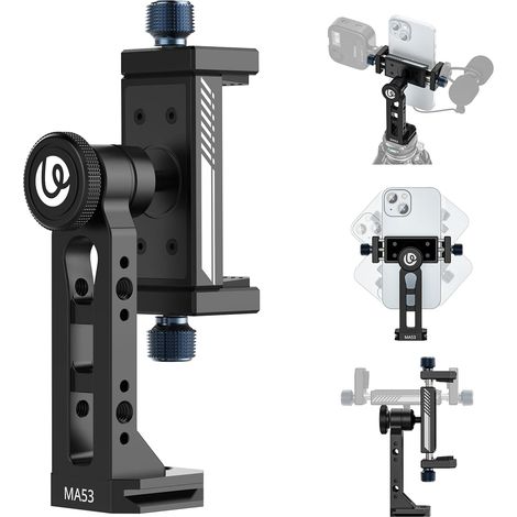 MA53 Metall-Stativ-Handyhalterung mit Arca Swiss- und Uka-Anschluss, 360° drehbarer Smartphone-Stativständer, universelle Handyhalterung mit 1/4"-/3/8"-Gewinde für Video-Vlog-Aufnahmen (1/5)