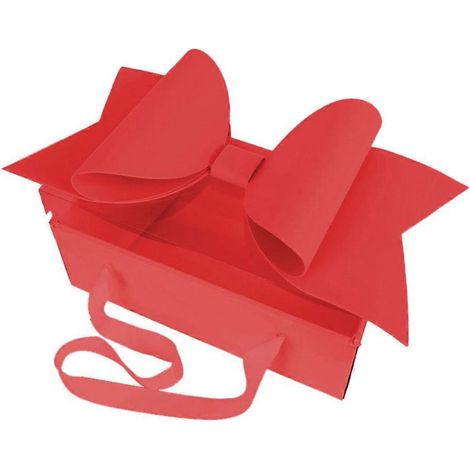 Boîte de rangement pour bouquet avec motif nœud, emballage cadeau, éclairage de mariage, 35 x 21 x 16,5 cm, rouge, 1 ensemble. (1/5)