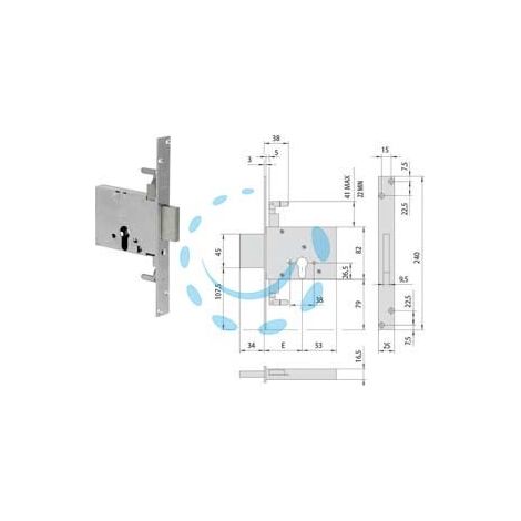 SERRATURA TRIPLICE DA INFILARE A CILINDRO 56016 - mm.70 (56016700)