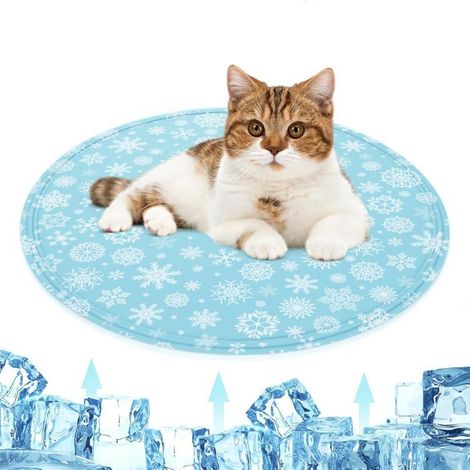 Tapis Rafraichissant Chat/Petit Chien Ronde, Tapis Refroidissant pour Chat en Tissu Oxford Imperméable Plus Solide-40CM (1/4)