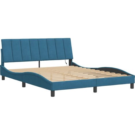 vidaXL Giroletto con LED senza Materasso Hanko Blu 160x200 cm Velluto (1/5)