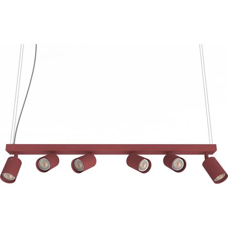 LUMICOM  FORM XL Sospensione, 6X GU10, max 33W, metallo, rosso cowhide, L.90cm (1/3)