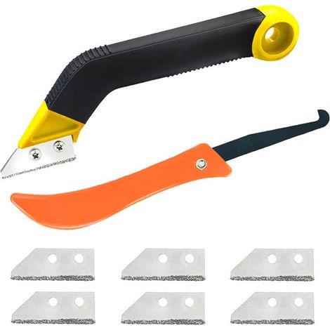 Grattoir joint carrelage 8 Pièces Outil de Décapant à coulis Outils de retrait de la mortier Grattoir pour Carrelage avec Remplacement de Lames pour le Nettoyage de Carreaux de sol Familiaux (1/5)