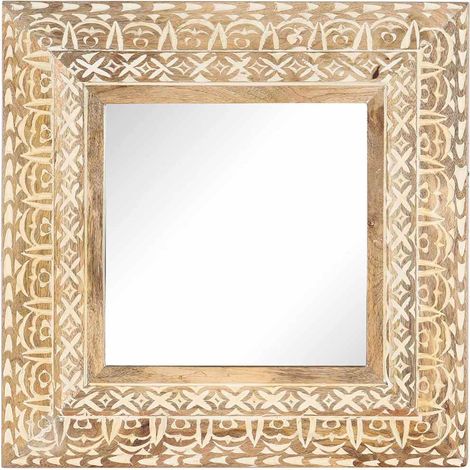 Maison Exclusive - Specchio Intagliato a Mano 50x50x2,6 cm in Massello di Mango (1/5)