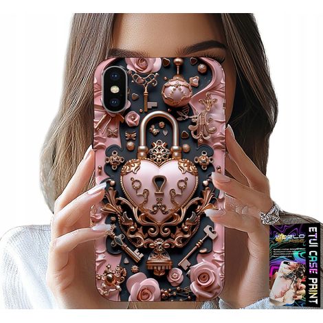 Hülle für iPhone XS Max – feminine, modische Muster, Herz-Rosen-Vorhängeschloss (1/5)