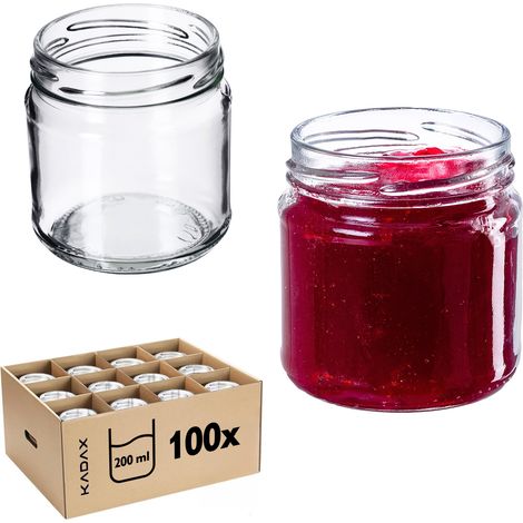 KADAX, 100 Stück, kleine Marmeladengläser, 200 ml, 66 mm Fi, Mini-Luftdichtgläser für Honig und Gewü (1/5)