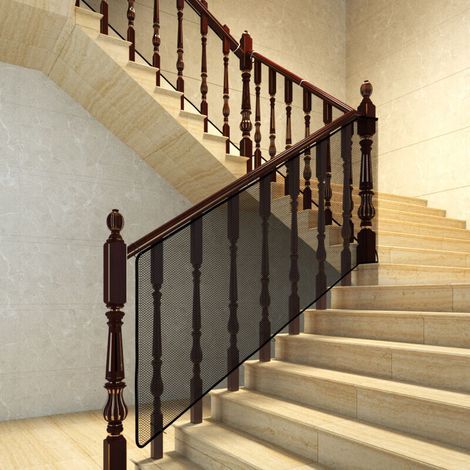 Filet Securite Escalier,Filet Escalier Sécurité,Filet Escalier Sécurité Bebe,Filet Escalier Enfant,Filet de Sécurité pour Balcon,Filet de Protection Enfant (Noir 75cmX300cm)-RAPANDA (1/3)