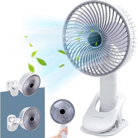 Mini-USB-Clipventilator, kleiner 4-in-1-Tischventilator mit Akku, 3 Geschwindigkeitsstufen, einstellbar, leise, für Büro, Schlafzimmer, Camping, Kinderwagen (1/5)