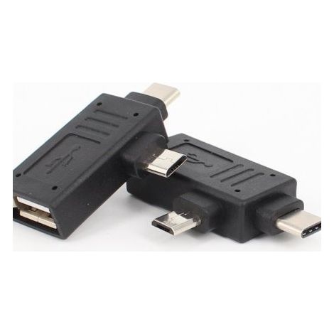 OTG-USB-Buchse auf Typ-C + Micro-Datenübertragungsadapter für Android-Telefone. (1/5)