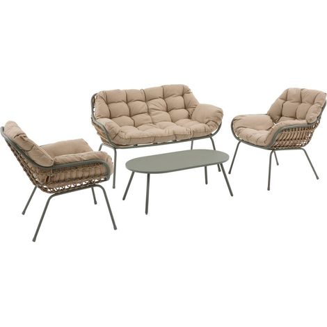 Set di mobili da giardino a 4 posti paopao - verde alloro - Hespéride