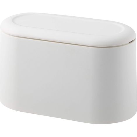 MINKUROW Mini Mostrador De Basura Bote De Prensa Bote Tapa Cubo De Maquillaje Soporte De Tocador Baño Cocina Coche Escritorio De Oficina (Blanco Claro) (1/5)