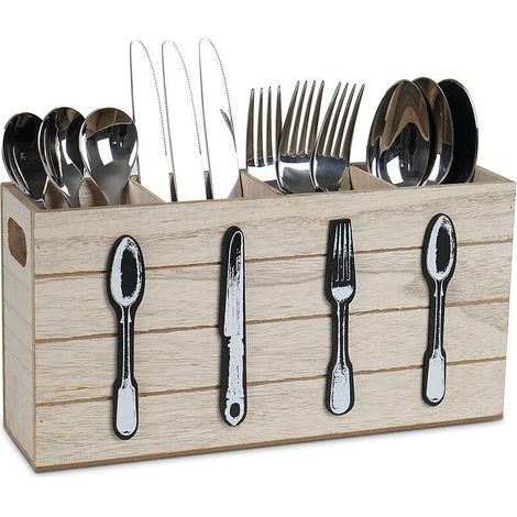 Porte-couverts rustique à quatre compartiments – Porte-couverts en bois – Idéal pour les tables de réception, les mariages et les restaurants (1/5)
