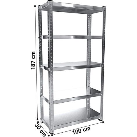 2 Scaffali In Metallo Scaffale Con 5 Ripiani Regolabili Ideale Per Garage Officina Cantina Capannone Magazzino Design Modulare 187 x 100 x 30 cm - Set: 2